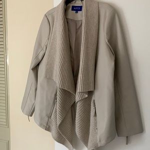 Faux leather jacket with sweater detail